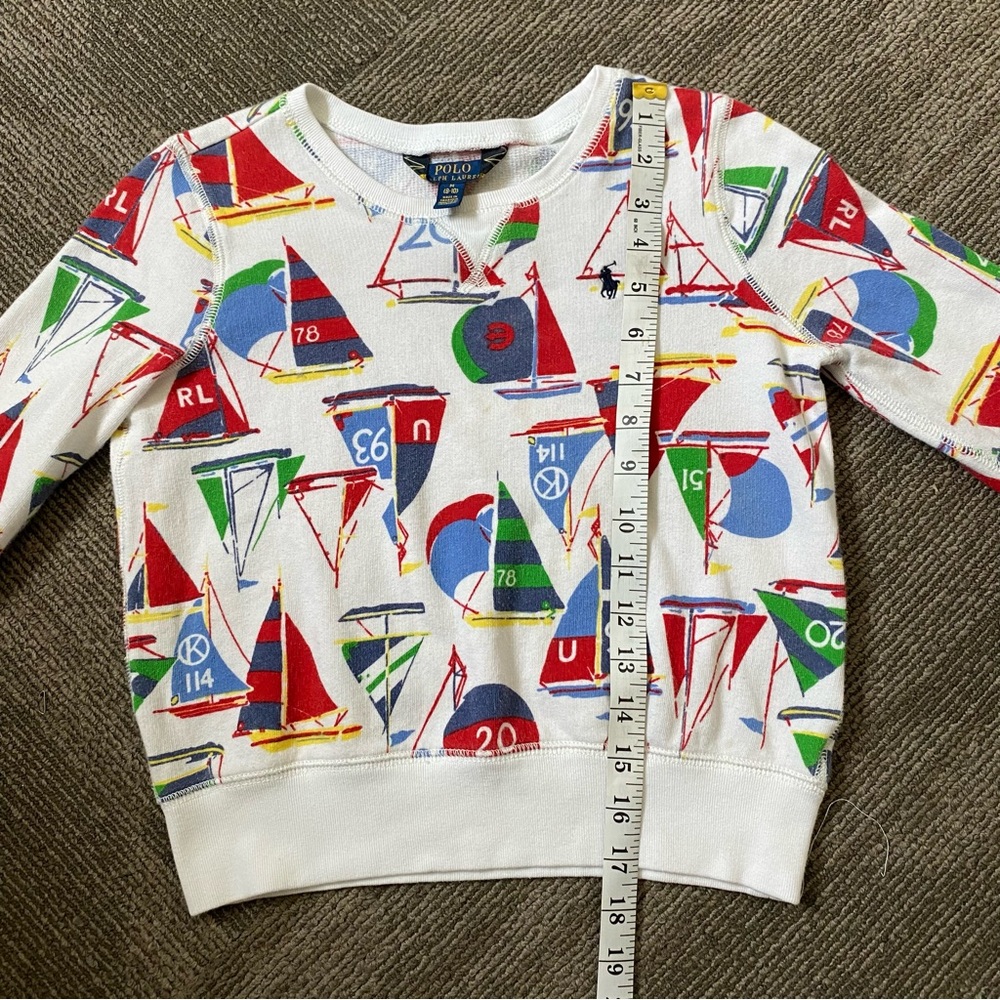 Polo by Ralph Lauren Kids (8-10) White Sweater with Colorful Sailboat Print - Picture 6 of 8